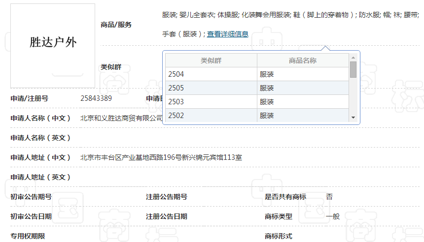 勝達(dá)戶外18類商標(biāo)