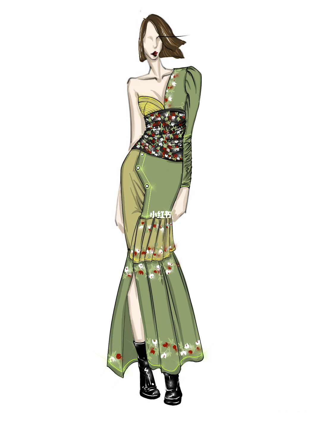 质料轻盈的风衣,在春夏适宜,在时装展中可以看见拼色设计,驼色和米色